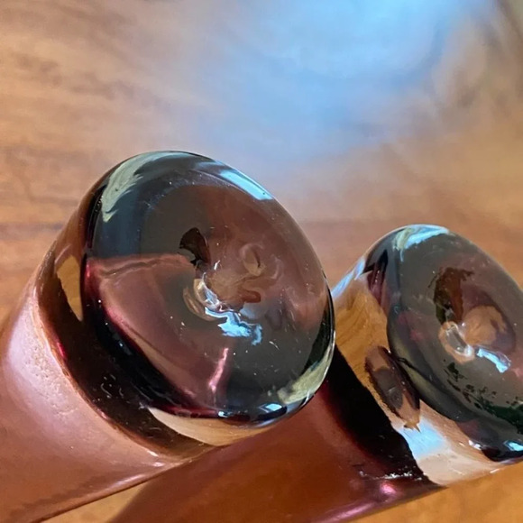 Gorgeous Krosno Poland Ameythest Art Glass Purple Vase with Clear Blown Bubble - Picture 11 of 16